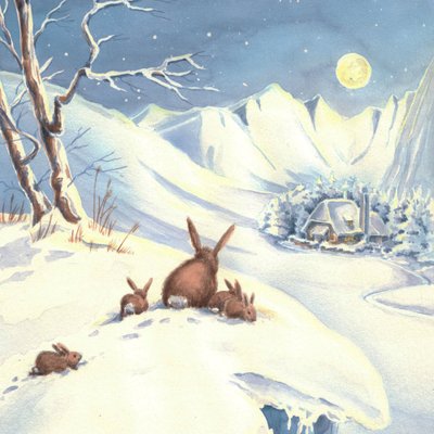 Vinterkaniner i månsken av Renate Holzner