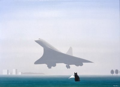 Svart katt, 2001, olja på duk av Rene Boin