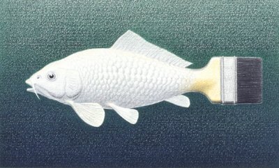 Brushfish, 2003, teckning med färgpenna på papper av Rene Boin