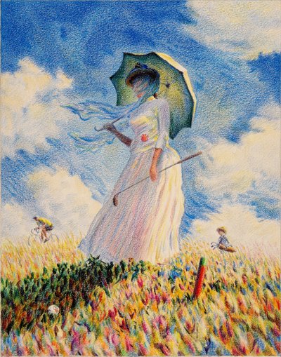MONET-Golf, 2019, teckning med färgpenna på papper av Rene Boin