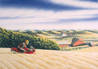 Offroad, 2001, teckning med färgpenna på papper av Rene Boin