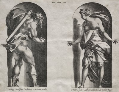 Cephalus och Procris i två nischer av Rene Boyvin