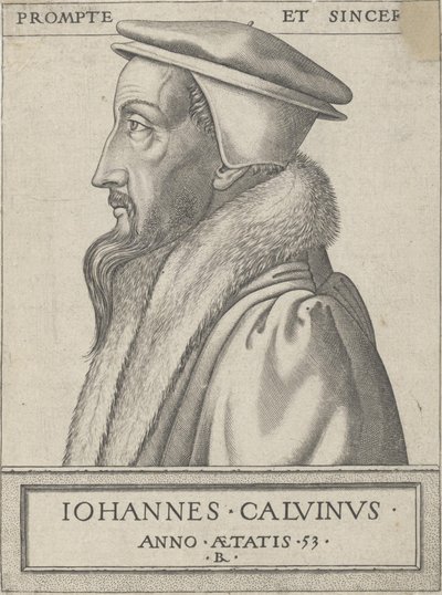 Jean Calvin (1509 - 1564), teolog och primär styrka i den protestantiska reformationen, 53 år gammal av Rene Boyvin