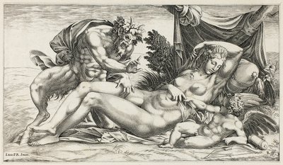 Jupiter och Antiope av Rene Boyvin