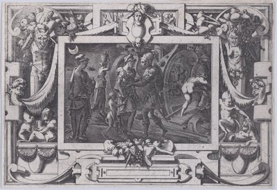 Medea går ombord med Jason Sudden Night med Jason Medea lämnar Colchis i östra Argo..., 1563. av Rene Boyvin
