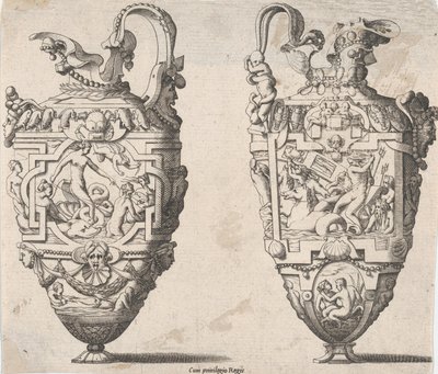 Två vaser, 1500-1600-tal. av Rene Boyvin