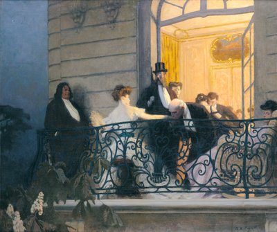 Balkongen (olja på duk) av René François Xavier Prinet