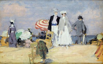 The Beach at High Tide (olja på duk) av René François Xavier Prinet