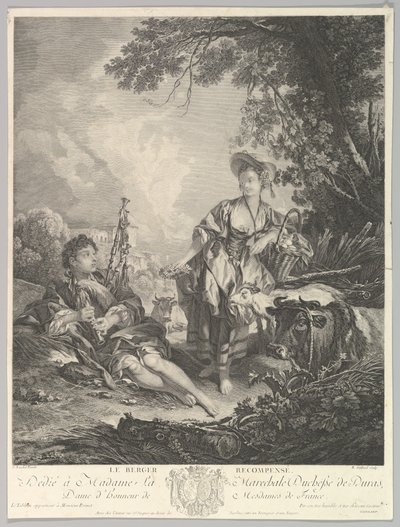 Le Berger Recompensé The Rewarded Shepherd, 1700-talet. av Rene Gaillard