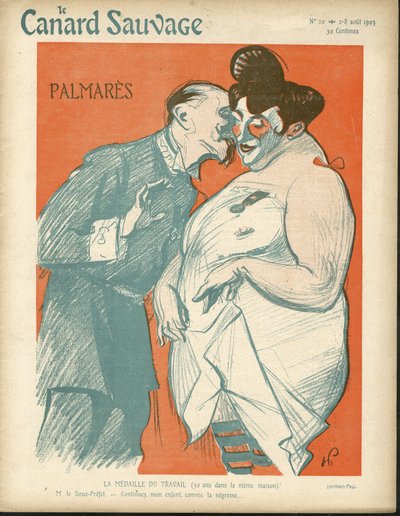 Illustration av Hermann-Paul (1864-1940) för The Wild Duck Cover, nr 20 av Rene George Hermann Paul