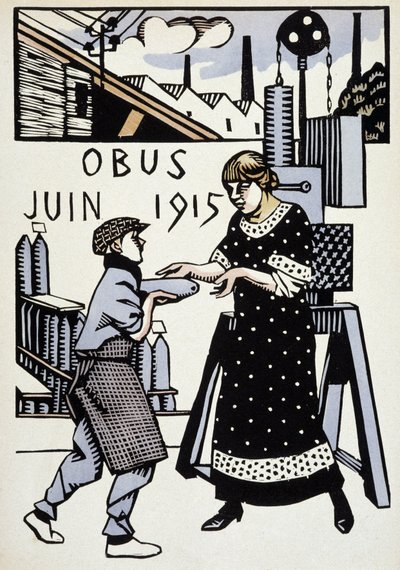 Juni 1915 - i "" War Calendar of War"", teckning av Hermann-Paul, red. 1916 av Rene George Hermann Paul