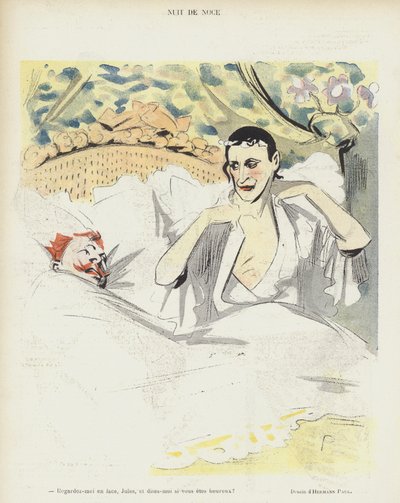 Bröllopsnatt. Illustration för Le Rire av Rene George Hermann Paul