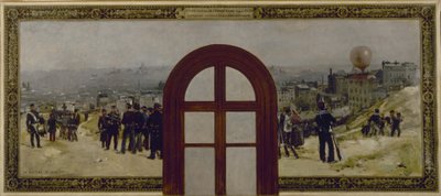 Skiss till prefektens kontor i Paris stadshus: Avgång för ballongen "Armand Barbès", instruktion för nationalgardet av Rene Joseph Gilbert