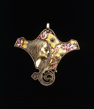 Ett hänge föreställande en ung jungfru av Rene Jules Lalique