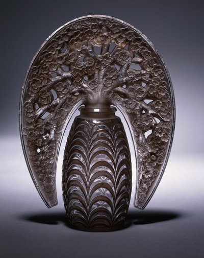 Bouchons Fleurs de Pommiers nr 493, ca 1919 (klart och frostat rosa-målat glas) av Rene Jules Lalique