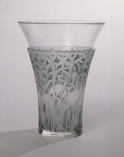 Ibis vas, 1934 (frostat och blått glas) av Rene Jules Lalique