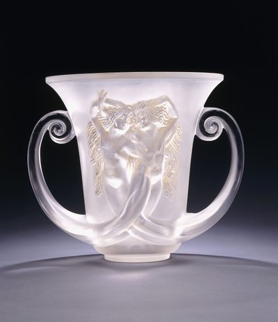 Nadica; en mycket sällsynt gjuten glasvas föreställande två sjöjungfrur, ca. 1930-tal (glas) av Rene Jules Lalique