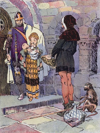 A Little Girl of Feodal Times (litho i färg) av Rene Vincent