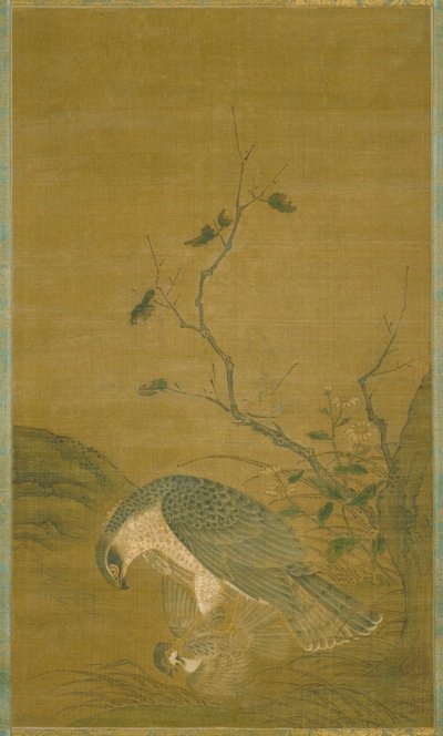 Hawk Capturing A Sparrow (bläck & färg på siden) av Renfa Ren