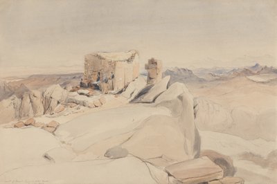 Toppen av berget Sinai eller Jebel Musa, 1840 (wc, grafit och kroppsfärg på beige vävt papper) av Rev. Edward Thomas Daniell