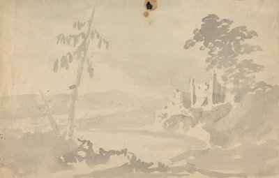 Landskap med slott och flod av Rev. William Gilpin