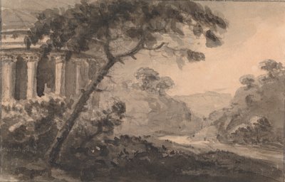 Landskap med klassisk byggnad till vänster av Rev. William Gilpin
