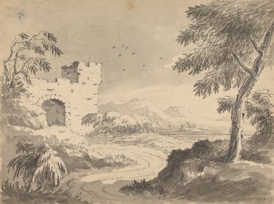 Landskap med väg som leder till Abbey av Rev. William Gilpin
