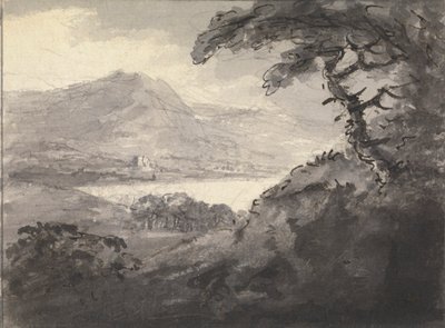 Bergigt landskap med en sjö av Rev. William Gilpin