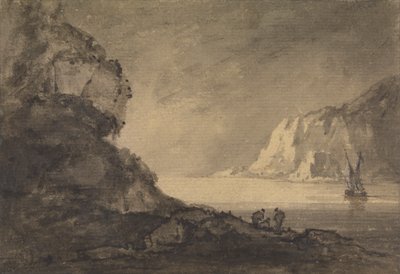 Fraktscen med tre figurer på land av Rev. William Gilpin