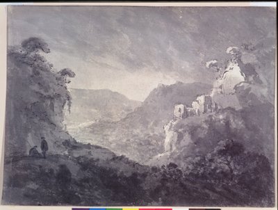 Se in i en vindlande dal (penna och tvätt på papper) av Rev. William Gilpin