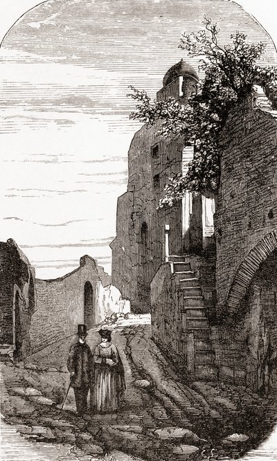 Clivus Victoria på Palatinkullen, Rom, Italien i slutet av 1800-talet. Ur Italian Pictures av Rev. Samuel Manning, utgiven ca 1890. av Reverend Samuel Manning