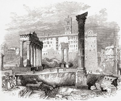 På Forum, med utsikt mot Capitolium, Rom, Italien i slutet av 1800-talet. Från Italian Pictures av Rev. Samuel Manning, utgiven ca 1890. av Reverend Samuel Manning
