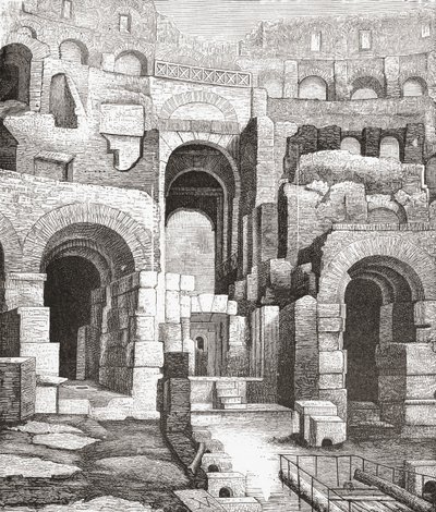Interiör från Colosseum, Rom, Italien efter utgrävningarna 1874. Från Italian Pictures av Rev. Samuel Manning, utgiven ca 1890. av Reverend Samuel Manning