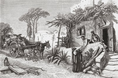 Mendicantbröder nära Neapel i Italien i slutet av 1800-talet. Från Italian Pictures av Rev. Samuel Manning, publicerad ca 1890. av Reverend Samuel Manning
