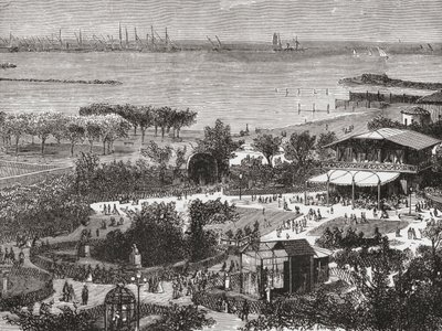 Offentliga trädgårdar och vägar i Livorno, även känt som Leghorn, Toscana, Italien i slutet av 1800-talet. Från Italian Pictures av Rev. Samuel Manning, publicerad ca 1890. av Reverend Samuel Manning
