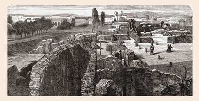 Rester av Bibliotheca i Caesarernas palats, Palatinkullen, Rom, Italien i slutet av 1800-talet. Från Italian Pictures av Rev. Samuel Manning, utgiven ca 1890. av Reverend Samuel Manning