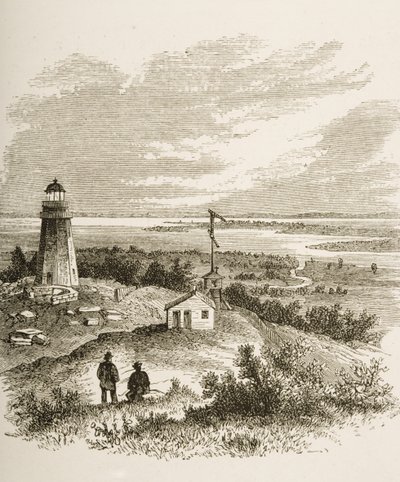 Sandy Hook New Jersey, sett från fyren på 1870-talet, ca 1880 av Reverend Samuel Manning