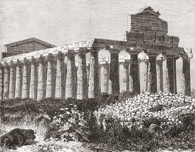 Templet i Paestum, Italien i slutet av 1800-talet. Från Italian Pictures av Rev. Samuel Manning, utgiven ca 1890. av Reverend Samuel Manning