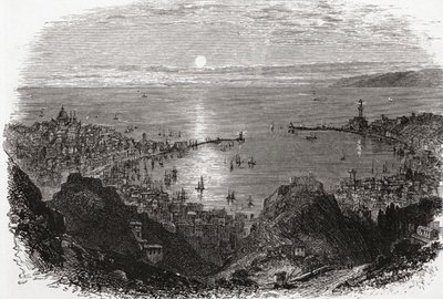 Vy över Genua i norra Italien i slutet av 1800-talet. Ur Italian Pictures av Rev. Samuel Manning, utgiven ca 1890. av Reverend Samuel Manning