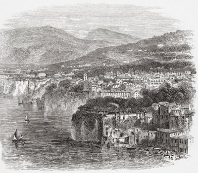 Vy över Sorrento, Kampanien, södra Italien, i slutet av 1800-talet. Från Italian Pictures av Rev. Samuel Manning, utgiven ca 1890. av Reverend Samuel Manning