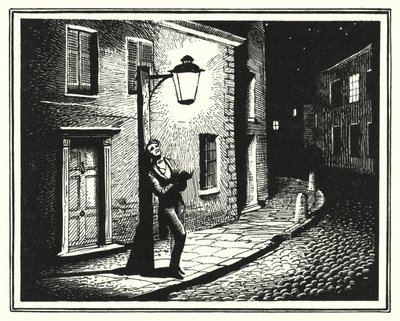 Hans Christian Andersen: Den gamla gatlyktan (litho) av Rex (after) Whistler