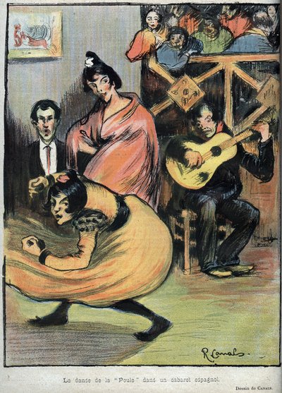 Hönans dans i en spansk kabaré - teckning av R. Canals i Le Rire de 1898 - av Ricardo Canals y Llambi