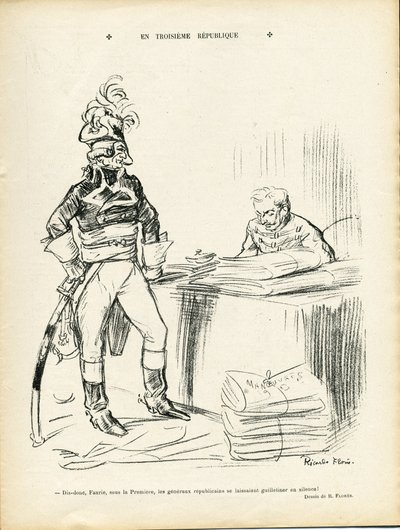 Illustration av Ricardo Flores (1878-1918) i Le Lire, 29/11/13 - I tredje republiken - Republiken Irland - Generalgeneraler, Baptiste Faurie (1853-1938) av Ricardo Flores