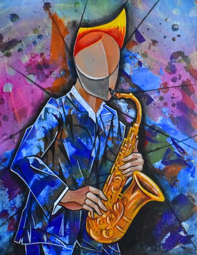 Jazzsaxofonist – abstrakt av Ricardo Maya