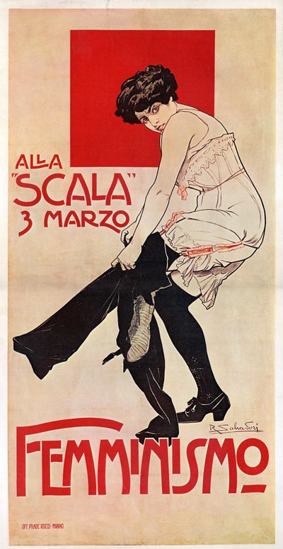 Ett feministiskt möte på La Scala den 03/03/1906 (affisch) av Riccardo Salvadori