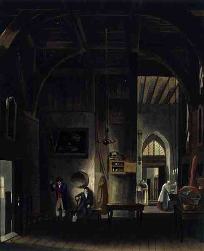 Det antika klocktornet, Windsor Castle, från "Royal Residences", graverat av R. Reeve, pub. av William Henry Pyne (1769-1843) av Richard (after) Cattermole