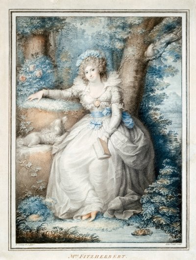 Mrs Fitzherbert (färg litho) av Richard (after) Cosway