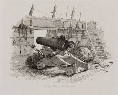 "A Brig of Wars 12 punds karronad" av John Pardon