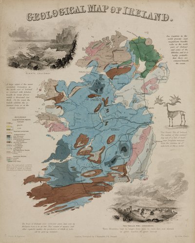 "Geologisk karta över Irland", ca 1850-talet av John Pardon
