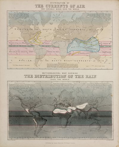 Två meteorologiska kartor, ca 1850 av John Pardon